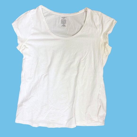 Classic White Scoop Neck Tee – George Women’s Size M  100% Cotton Everyday Basic - Picture 2 of 6